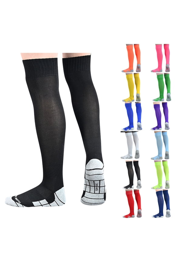 Kids Socks,Socks for Boys,Kids Over The Knee Socks for Soccer Sports Training and Competition High Socks Provide Support and Cushioning for Long Lasting Wear Orange M