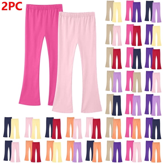 THDHVS Leggings for Girls,Girls Solid Color Yoga Flared Pants with Elastic Waist for Outdoor Wear Comfortable 2 PC Set Soft Stretch Fabric Mint Green