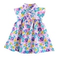 thumbnail image 1 of THDHVS Little Girl Dresses,Pretty Floral Print Dress with Flutter Sleeves for Girls Summer Casual Everyday Wear Outdoor and Party Activity,Dresses for Girls Purple, 1 of 4