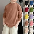 thumbnail image 1 of THDHVS Long Sleeve Shirts for Boys,Kids Long Sleeve Shirt,Kid's Shirt Long sleeve T-shirt Solid Pajamas Round Neck Solid Top Suitable for Boys and Girls Aged Khaki 7-8 Years, 1 of 5