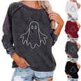 thumbnail image 1 of THDHVS Long Sleeve Shirts for Women,Ladies Tops,Womens Casual Crewneck Halloween Print Sweatshirt Long Sleeve Solid Color Shirt Soft Lightweight Loose Top Wine M, 1 of 5