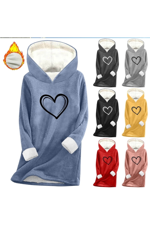 Long Sleeve Shirts for Women,Womens Hoodies,Plus Size Women's Print Hoodie with Plush Lining for Snug Base Layer Warmth Long Sleeve Thermal Top Provides Maximum Comfortable in Relaxed Fits 2XL