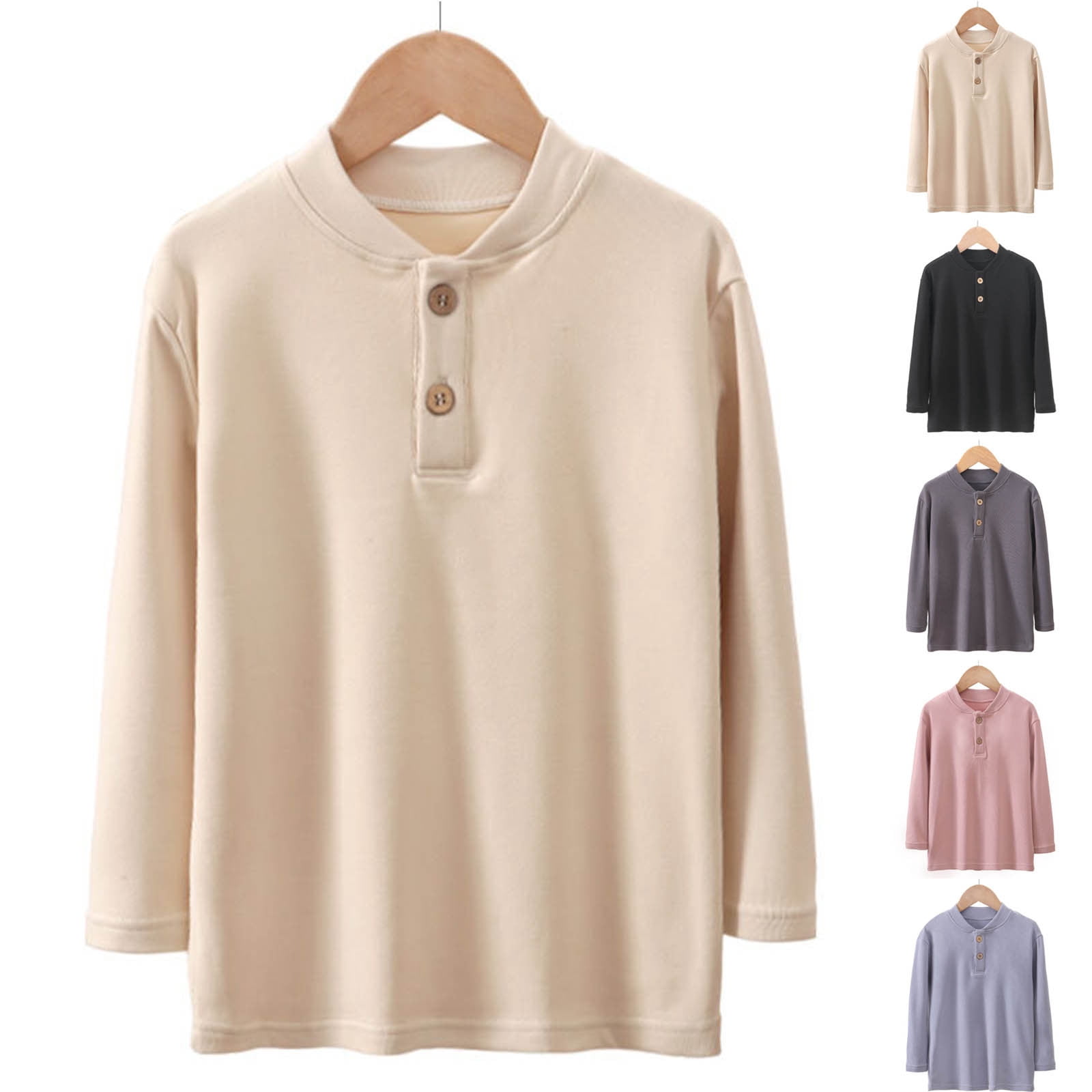 Kids High-Neck Full-Sleeve Winter Shirt – Soft Pashmina  (Beige) main image 1