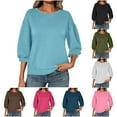 thumbnail image 1 of THDHVS Long Sleeve Shirts for Women,Ladies Tops,Women Casual Oversized Long Sleeve Crewneck Sweatshirts Pullover Tops Navy M, 1 of 7