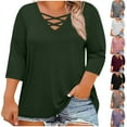 thumbnail image 1 of THDHVS Long Sleeve Tops,Shirts for Women,Women Plus Size Solid Color 3/4 Sleeve Blouse for Fall andWinter Casual Comfortable with Modern Relaxed Fits White XL, 1 of 8