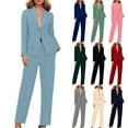 thumbnail image 1 of THDHVS Lounge Sets for Women,Womens 2 Piece Outfits,Women Solid Color 2 Piece Lapel Double Breasted Business Long Sleeves Jacket and Zipper Pants Sets Pink M, 1 of 7