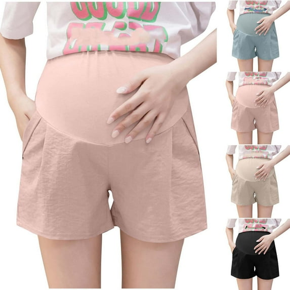 THDHVS Maternity Biker Shorts,Maternity Shorts for Women,Breathable Maternity Leggings Plus Size Supportive and Adjustable High Waistband Soft Fabric for Comfortable with out Constriction