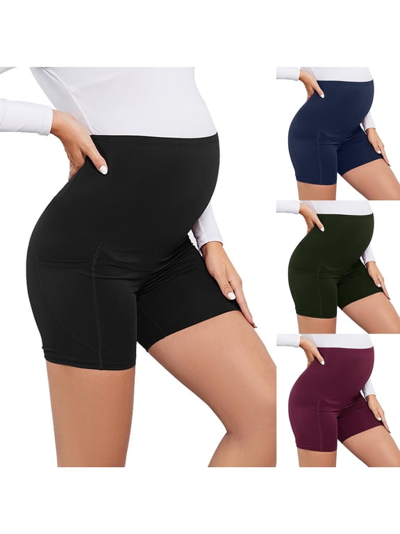 Maternity Biker Shorts,Maternity Shorts for Women,High Waisted Maternity Shorts with Pockets in Flattering Solid Color Features Supportive Fits That Offers Comfortable and Everyday Style