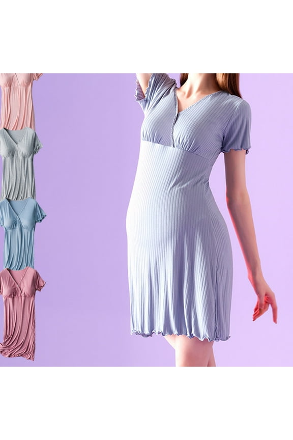 Maternity Dress Summer,Maternity Dress for Baby Shower,Maternity Lightweight Thin Fabric Nightgown for Summer and Confinement Wear Comfortable Dress Style Ease and Soft for Pregnant Women