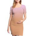thumbnail image 1 of THDHVS Maternity Dress Summer,Woman' Fashion Print Pleated Maternity Skirt Short Sleeve Round Neck Mid Calf Dress Multicolor S, 1 of 6