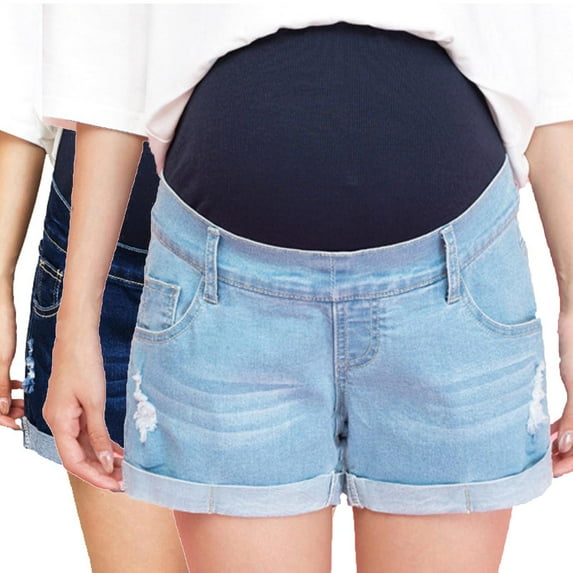 THDHVS Maternity Jeans,Maternity Pants for Women,Maternity Denim Shorts for Women with An Elastic Waistband and Functional Pockets Solid Color Shorts Comfortable Fits for Your Casual Style