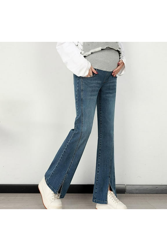 Maternity Jeans,Maternity Pants for Women,Maternity Pants for Women Relaxed Tapered Leg and Soft Stretch Cotton Blend Cropped Pants Casual Style with An Adjustable Waistband for Fits