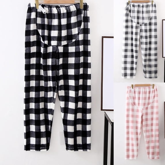 THDHVS Maternity Pants,Maternity Pants for Work,Maternity Pants for Women Warm Checkered Print with An Adjustable Oversized Fits Thick Long Pants Are Stylish Enough To Be Worn As External Wear
