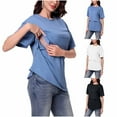 thumbnail image 1 of THDHVS Maternity Shirts for Women,Maternity T Shirts,Women Maternity Clothing Solid Color Short Sleeve Double-layer Nursing Top Multifunctional T-shirt White M, 1 of 7