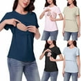thumbnail image 1 of THDHVS Maternity Shirts for Women,Maternity T Shirts,Womens Maternity Shirts Casual Textured Short Sleeve Crew Neck Spring Summer Pregnancy Tops Navy XL, 1 of 7