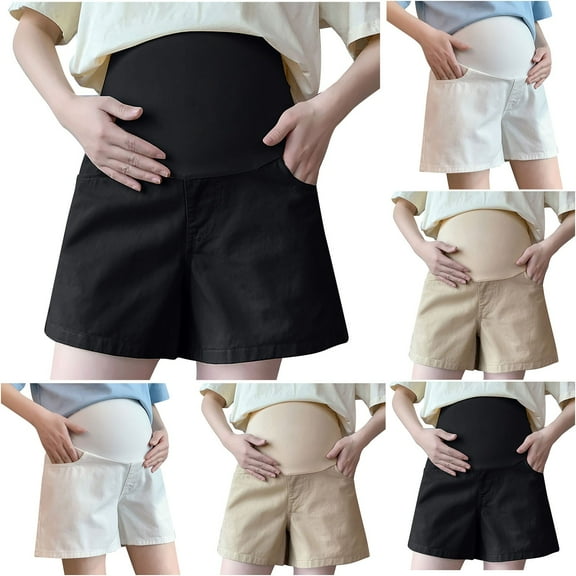 THDHVS Maternity Shorts,Maternity Shorts for Women,Maternity Shorts for Women with Belly Support in Comfortable Casual These Solid Color Shorts Are for Daily Wear and Relaxation