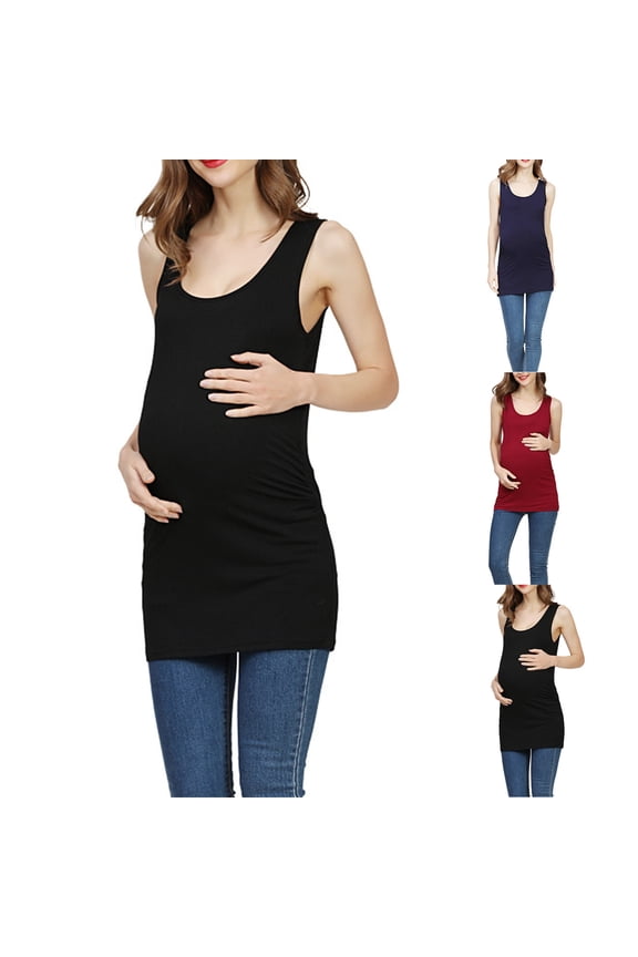 Maternity Tank Tops,Maternity Tank Tops for Women,Women's Maternity Tank Tops Sleeveless Side Ruched Top Crew Neck Casual Pregnancy Summer Basic Shirts Red 3XL