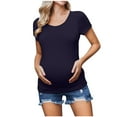 thumbnail image 1 of THDHVS Maternity Tops,Maternity T Shirts,Women's Maternity V Neck Short Sleeve Blouse Top Summer Fall Casual Shirts Navy S, 1 of 9