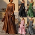thumbnail image 1 of THDHVS Maxi Dress,Solid Color V Neck Spaghetti Strap Ruched Ankle Length Dress Loose Casual Style,Summer Dresses for Women Pink M, 1 of 6