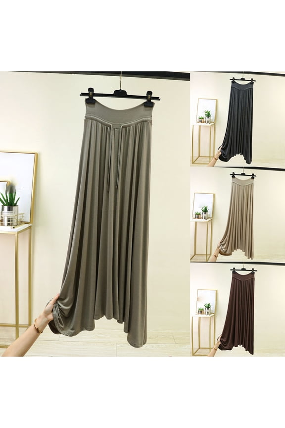 Maxi Skirt,Solid Color Long Skirt with D string Elastic Waist High Elastic Casual Style for Daily Outdoor Leisure Holiday Wearing,Flowy Skirts for Women Beige 3XL