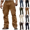thumbnail image 1 of THDHVS Mens Casual Pants,Pants for Men,Corduroy Pants Solid Color with Pockets Button Fly Casual Fashion Army Green, 1 of 7