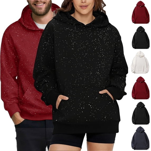 THDHVS Mens Hoodies,Sweatshirts for Men,Men Sparkle Embroidered Hoodie Solid Color Long Sleeve Pullover for Party Night
