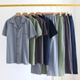 thumbnail image 1 of THDHVS Mens Pajamas Set,Men Long Sleeve Pajama Set with Turndown Collar and Pants for Casual Sleepwear Dark Gray XL, 1 of 4