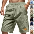 thumbnail image 1 of THDHVS Mens Running Shorts,Workout Shorts Men,Linen Blend Shorts Drawstring Waist Breathable with Pockets for Beach Sports Black, 1 of 10
