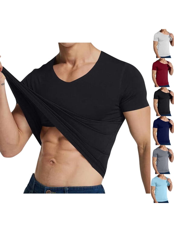 Mens Shirts,Shirts for Men,Mens Compression V Neck Tee Fast Dry Slim Fits Workout Running Top