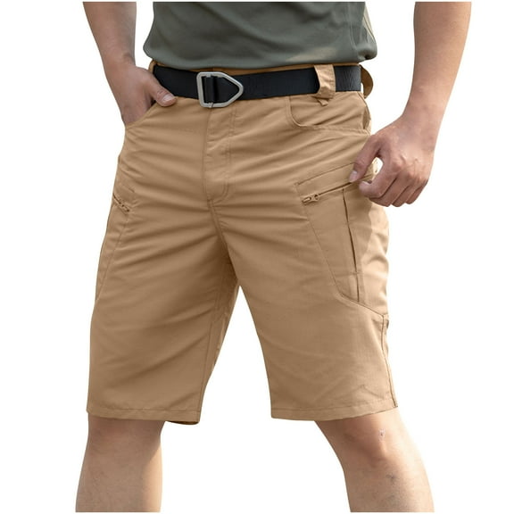 THDHVS Mens Shorts,Cargo Shorts for Men,Men's Belted Long Cargo Shorts for Men Knee Length Mens Cargo Shorts Coffee S