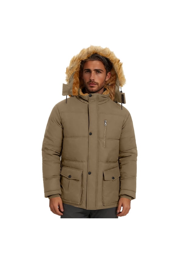 Mens Winter Coats,Winter Jackets for Men,Men's Plus Size Parka with Thick Insulation and Windproof for Extreme Cold Heavyweight Winter Coat Provides Maximum Coverage and Warmth