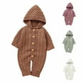 thumbnail image 1 of THDHVS Newborn Boy Clothes,Baby Girl Outfits,Infant Girl Boy Fall Clothes Knit Long Sleeve Onesie Ribbed Hooded Romper Jumpsuit Sweater Winter Back Home Outfits Coffee 12-18 Months, 1 of 7
