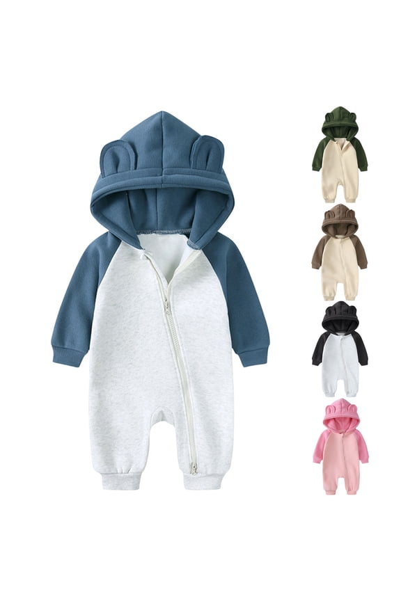 Newborn Boy Clothes,Baby Girl Outfits,Infant Kids Hooded Romper Outerwear Toddler Jacket Blue 12-18 Months