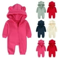 thumbnail image 1 of THDHVS Newborn Boy Clothes,Baby Girl Outfits,Newborn Outfit with Fold-Over Mittens and Footies Girls Boys Fall Winter Clothes Hooded Romper Beige 6-9 Months, 1 of 8