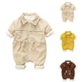 thumbnail image 1 of THDHVS Newborn Boy Clothes,Baby Girl Outfits,Toddler Boy Owl Print Lapel Bodysuit Warm Baby Bodysuit Long Sleeve Newborn Outfits Yellow 3-6 Months, 1 of 8