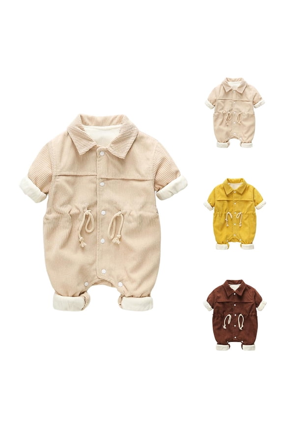 Newborn Boy Clothes,Toddler Boy Owl Print Lapel Bodysuit Warm Baby Bodysuit Long Sleeve Newborn Outfits Yellow 3-6 Months