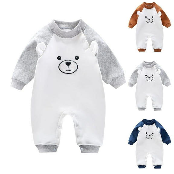 THDHVS Newborn Boy Clothes,Girls Romper,Infant Boys Girls Clothes Velour Romper with Long Sleeve and Crew Neck Gray 0-6 Months
