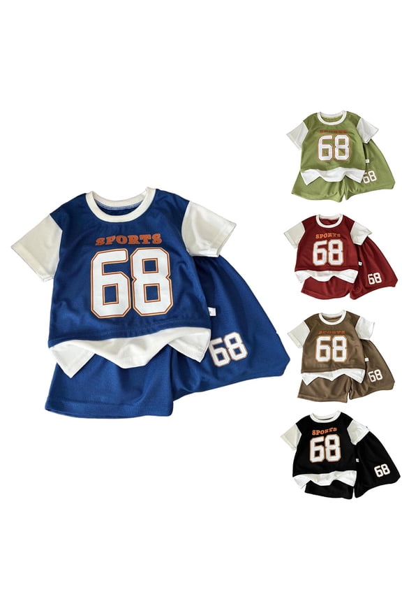 Newborn Boy Outfits,Boys' Clothing Sets,2 in 1 Loose Fits Set for Boys Summer Casual Sportswear Outdoor Play and Active Wear Outfit 6-12 Months