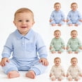 thumbnail image 1 of THDHVS Newborn Boy Outfits,Girls Turn Down Collar Long Sleeve Romper for Baby Spring and Summer Casual Wear and Everyday Comfortable Style,Baby Boy Clothes 6-12 Months, 1 of 9