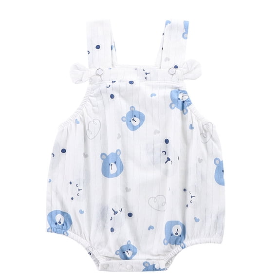 THDHVS Newborn Casual Outfits,Summer Onesies for Newborn ,Toddler Baby Girls Boys Short Sleeve Print Color T-Shirt Round Neck Jumpsuit Romper Light Blue 0-3 Months