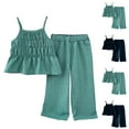 thumbnail image 1 of THDHVS Newborn Clothes for Girls Fashion Solid Color Sleeveless Camisole Baby Summer Outfits Elastic Waist Wide Leg Pants Two Piece Set Blue 7-8 Years, 1 of 3