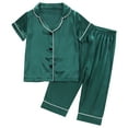 thumbnail image 1 of THDHVS Newborn Clothes for Girls Fashion Solid Colour Simulate Silk V-Neck Clothes Spring Summer Comfortable Girl's Suit Green 2-3 Years, 1 of 7