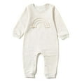 thumbnail image 1 of THDHVS Newborn Girl Clothes,Baby Boy Outfits,Newborn Outfit Girl Long Sleeve Letter Romper Ribbed Knit Jumpsuit Baby Girl Preemie Back Home Outfit Beige 3-6 Months, 1 of 4