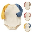thumbnail image 1 of THDHVS Newborn Sleepers,Baby Boy Clothes,Newborn Boy Girl Clothes Color Block Romper Bodysuit Jumpsuit Button Back Home Outfits Brown 0-3 Months, 1 of 4