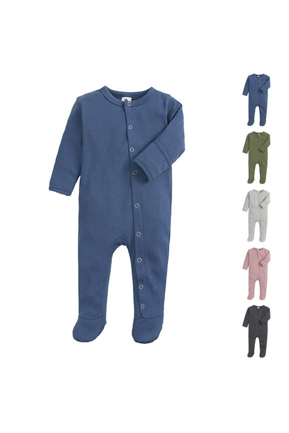 Newborn Sleepers,Baby Boy Clothes,Unisex Newborn Long Sleeve Snug Fits Footed Sleeper Pajamas Green 9-12 Months