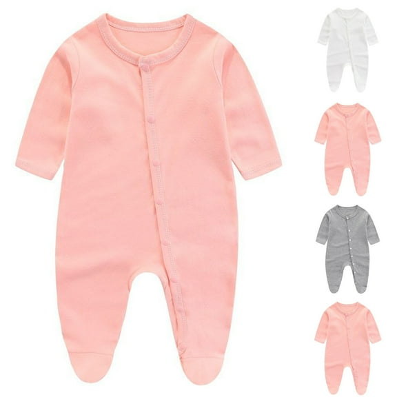 THDHVS Newborn Sleepers,Baby Girl Clothes,Boys Girls Sleepers Soft Round Neck Footed Bodysuit for Newborn Gray 9-12 Months