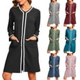 thumbnail image 1 of THDHVS Nightgowns for Women,Fall Pajamas Women,Women Winter Warm Nightgown with Zipper and Pockets Long Sleeve Loose Fits for Cozy Sleepwear Navy L, 1 of 6