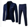 thumbnail image 1 of THDHVS Outfits for Men,Men's Casual Suit Suit Wedding Queue Performance Button Men's Suits Navy L, 1 of 2