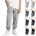 thumbnail image 1 of THDHVS Pants for Boys,Solid Knit Sweatpants Cuffed Hem School Casual Sports Wear for Kids Spring Fall,Boys Sweatpants,Black 13-14 Years, 1 of 9