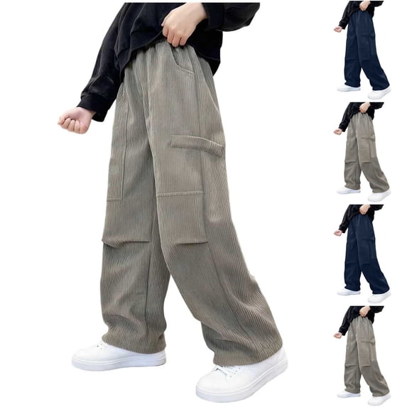 THDHVS Pants for Boys,Solid Sweatpants Elastic Waist with Pockets Casual Comfortable Wear for Kids,Boys Pants Casual,Navy 11-12 Years
